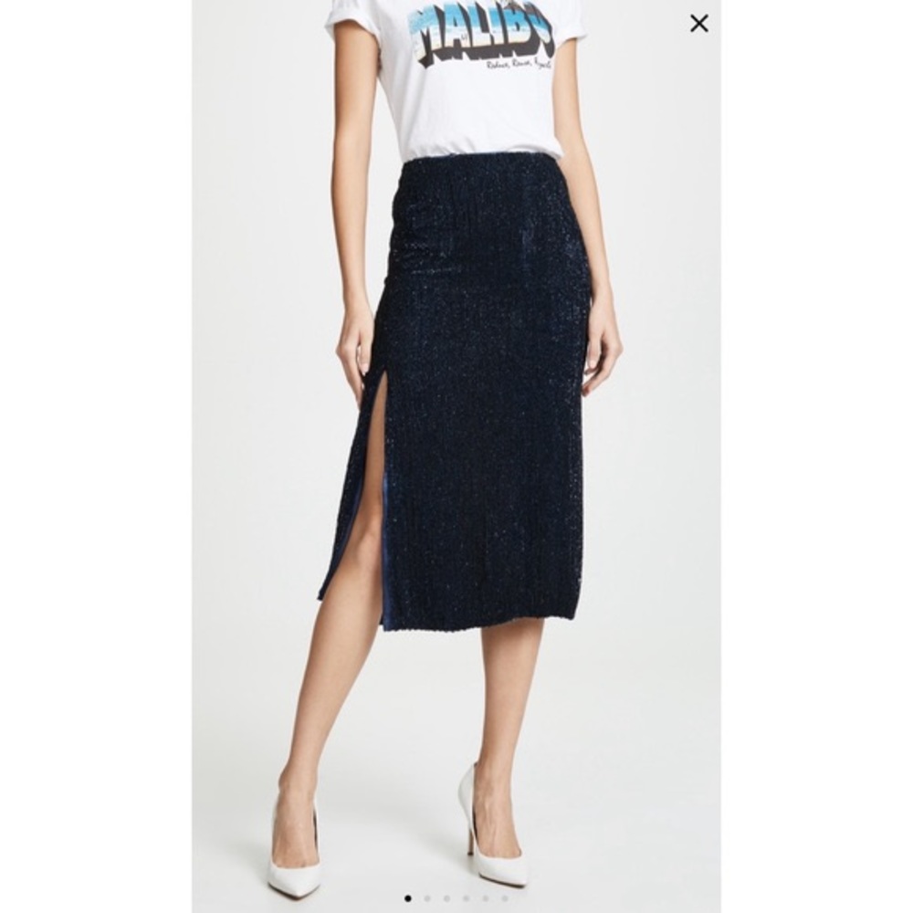RETROFETE “Veronica” Navy Sequin Pencil Skirt